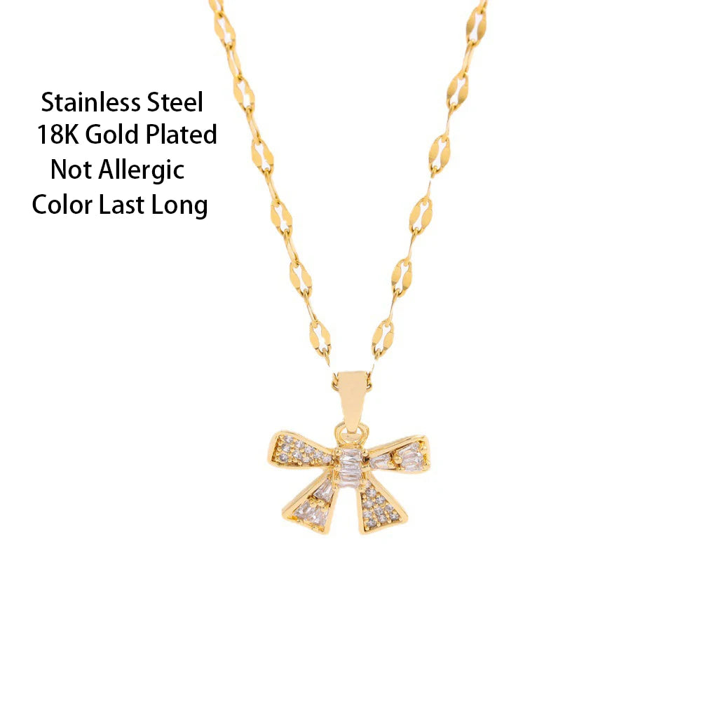 Stainless Steel Bowknot Necklace