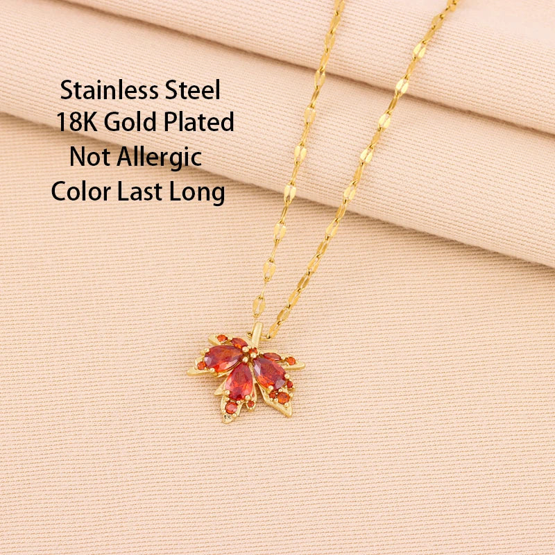 Stainless Steel Maple Leaf Necklace