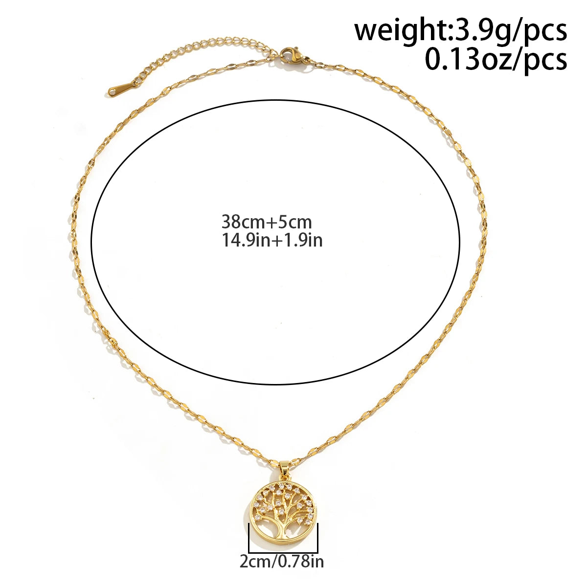 Stainless Steel Rhinestone Tree Necklace