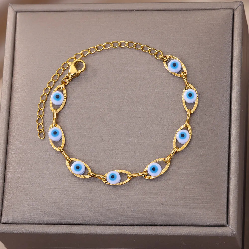 Stainless Steel Evil Eye Bracelet