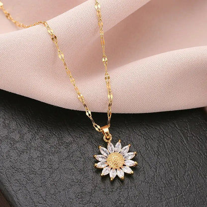 Stainless Steel Sunflower Necklace