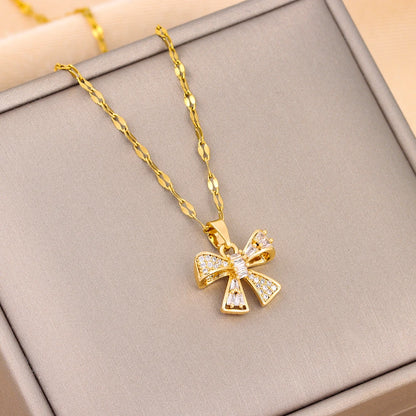 Stainless Steel Bowknot Necklace