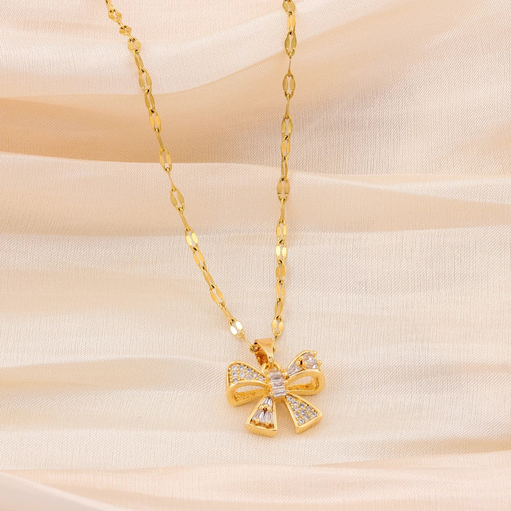 Stainless Steel Bowknot Necklace