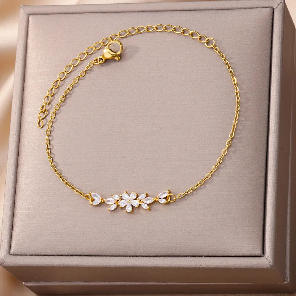 Stainless Steel Flowers Bracelet