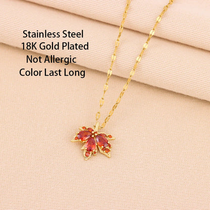 Stainless Steel Maple Leaf Necklace