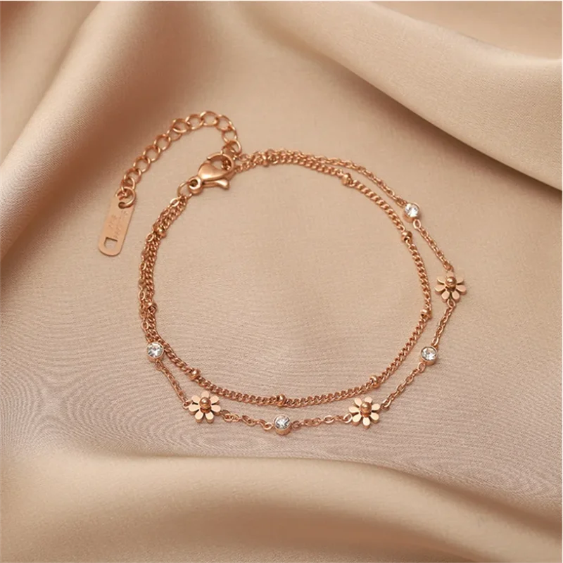 Stainless Steel Daisy Flowers Bracelet