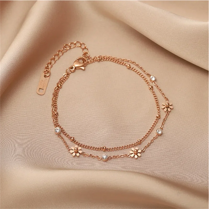 Stainless Steel Daisy Flowers Bracelet