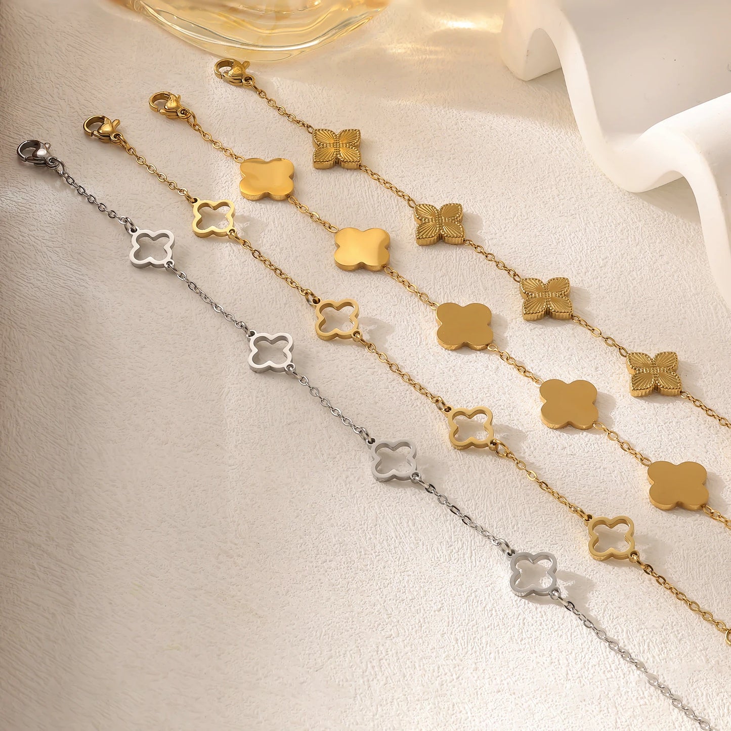 Stainless Steel Clovers Bracelet